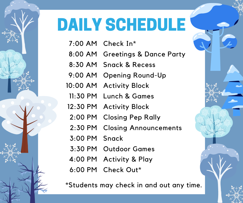 Winter Adventure Schedule Post